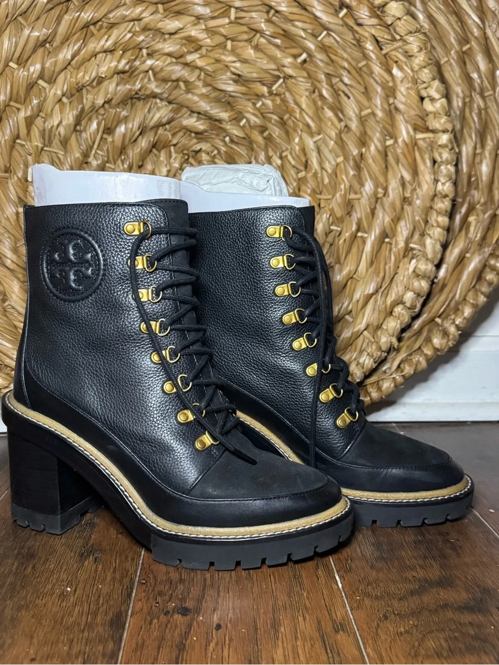 Tory Burch Miller Lug-Sole Lace-Up Boots